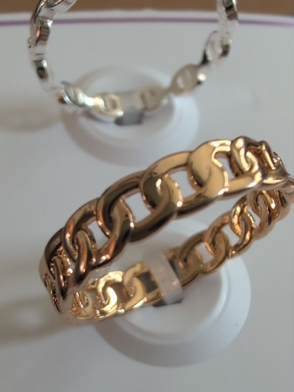 Chain-Link Stackable Ring Set -  Gold and Silver - Picture 4 of 7